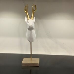 Elegant White and Gold Deer Sculpture